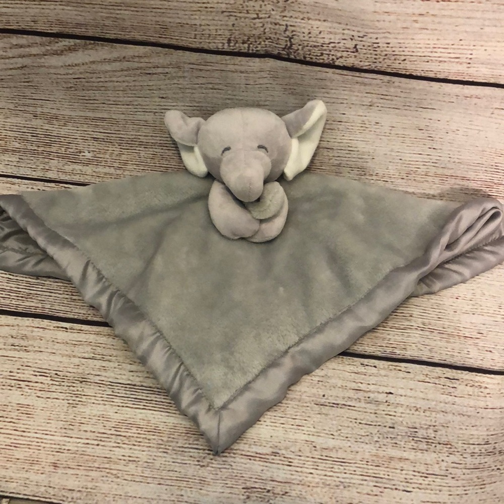 Carters Lovey Security Blanket Elephant Gray Satin Trim Toy 2016 Plush Baby